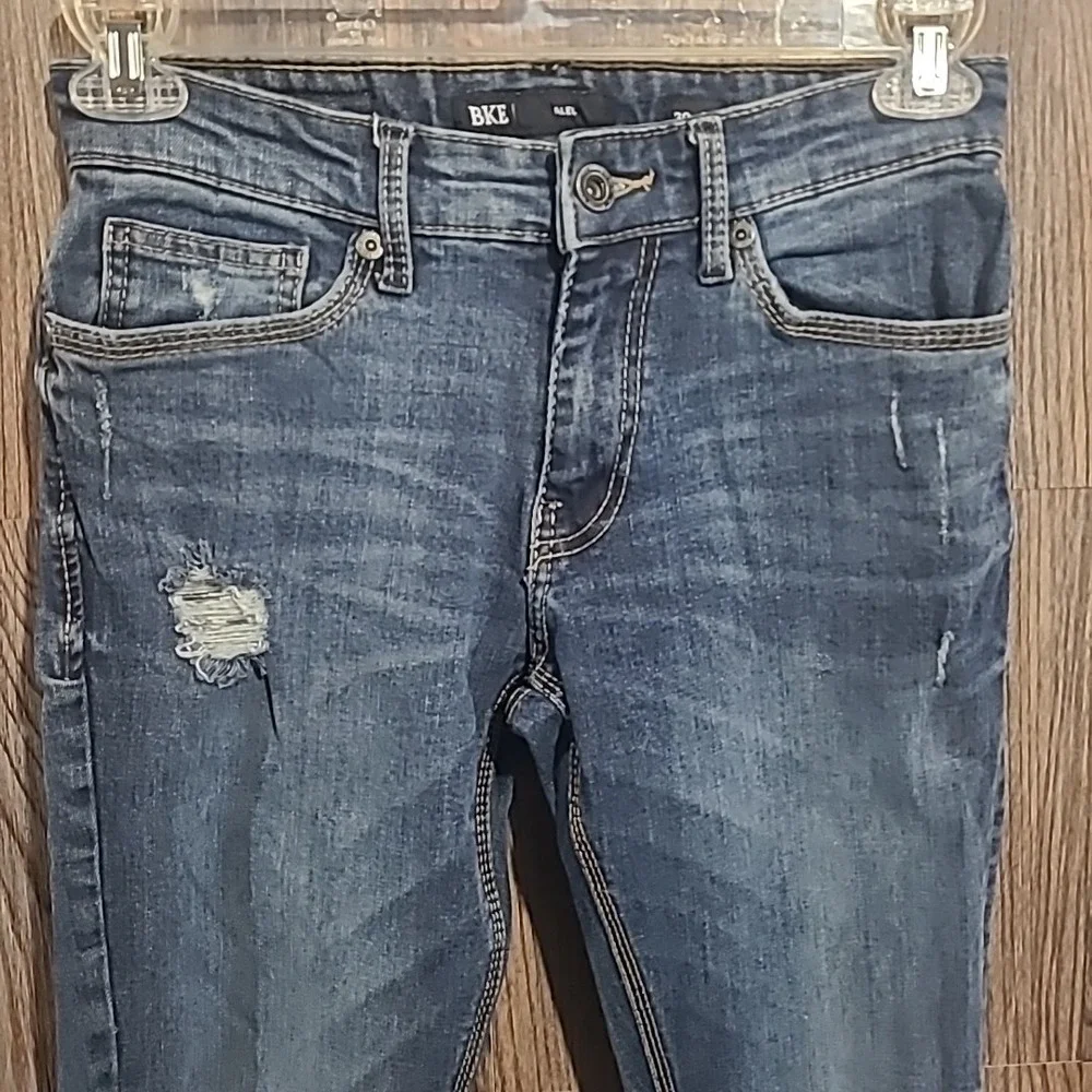 BKE Buckle Alec Slim Straight Jeans Men's Size 30 x 30 Medium Wash Distressed